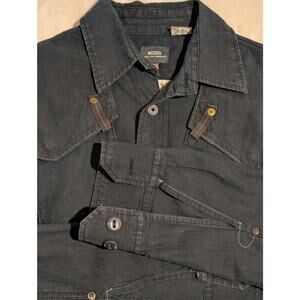 G-Star RAW Men Denim Long Sleeve Shirt Dark Wash Western Button-Up Slim Fit Smal